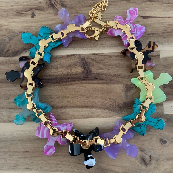 Lele Sadoughi Crystal Lily flower Collar Necklace jewelry new with dust bag - Picture 7 of 8